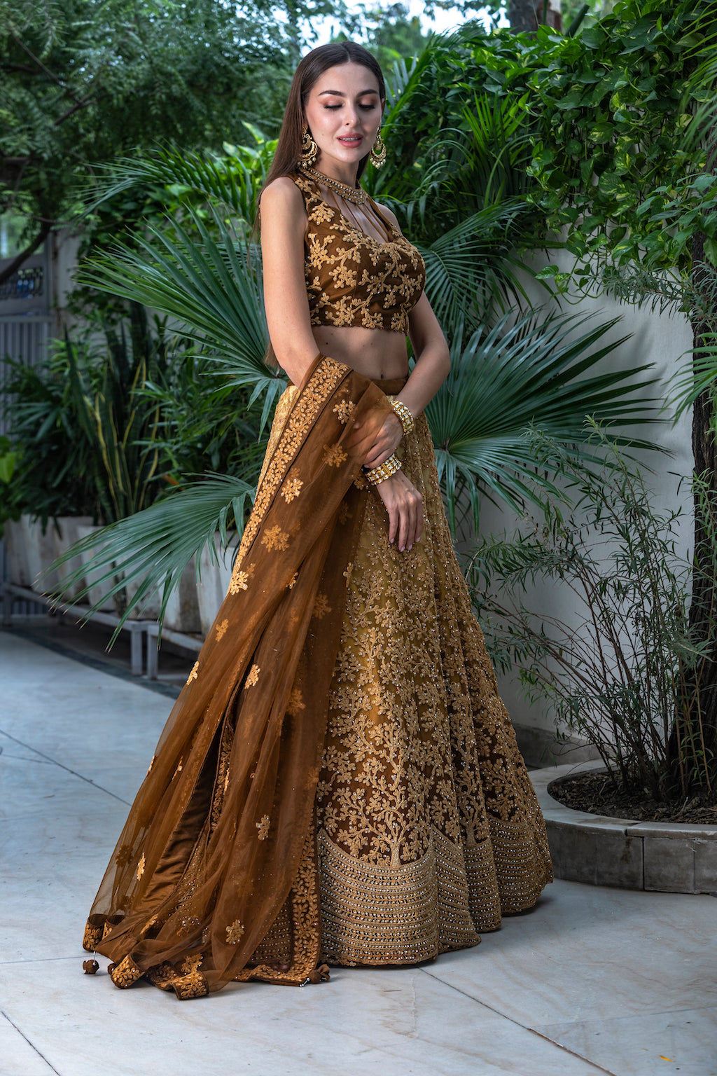 Light Golden and dark golden Ombre Lehenga