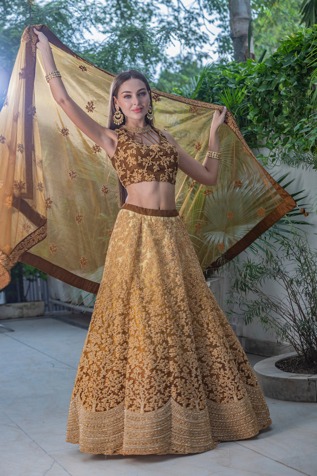 Light Golden and dark golden Ombre Lehenga