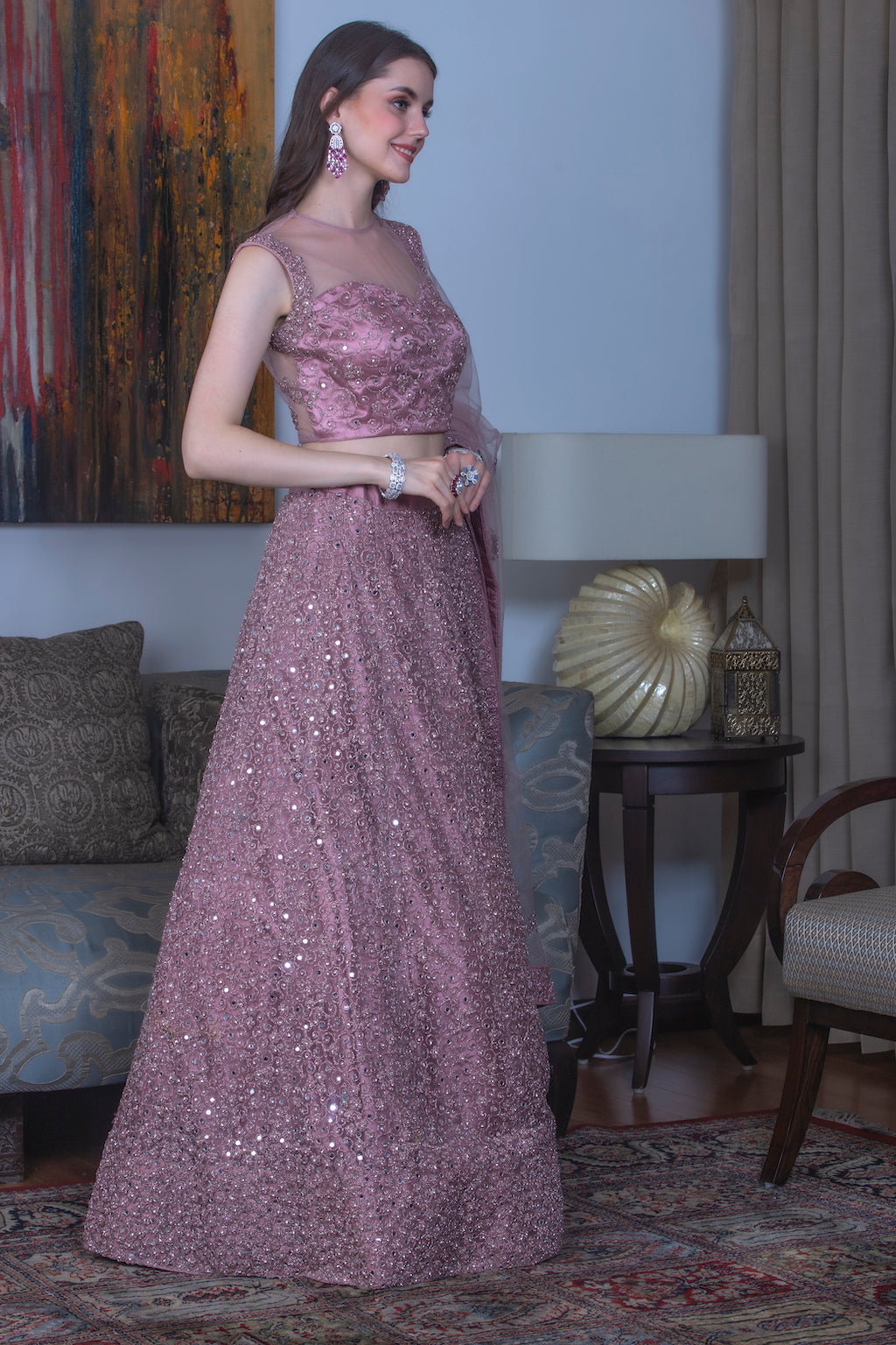 Onion Color Lehenga