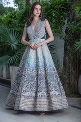 Baby blue and turquoise Ombre Lehenga