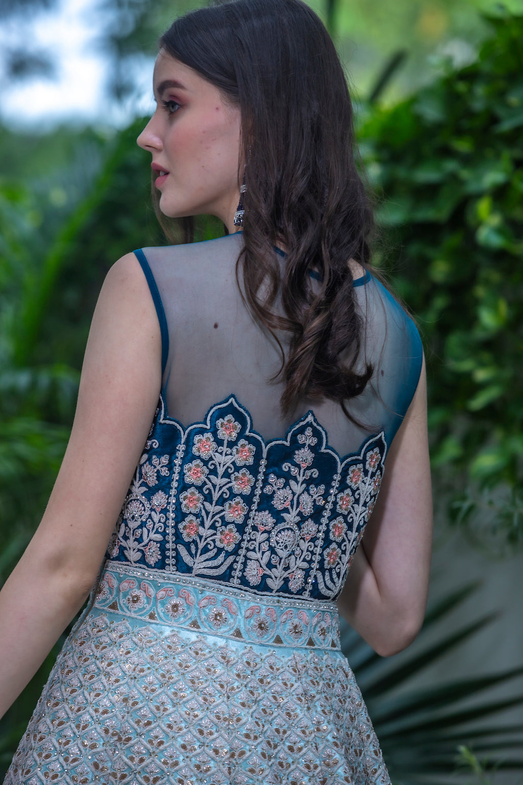 Baby blue and turquoise Ombre Lehenga