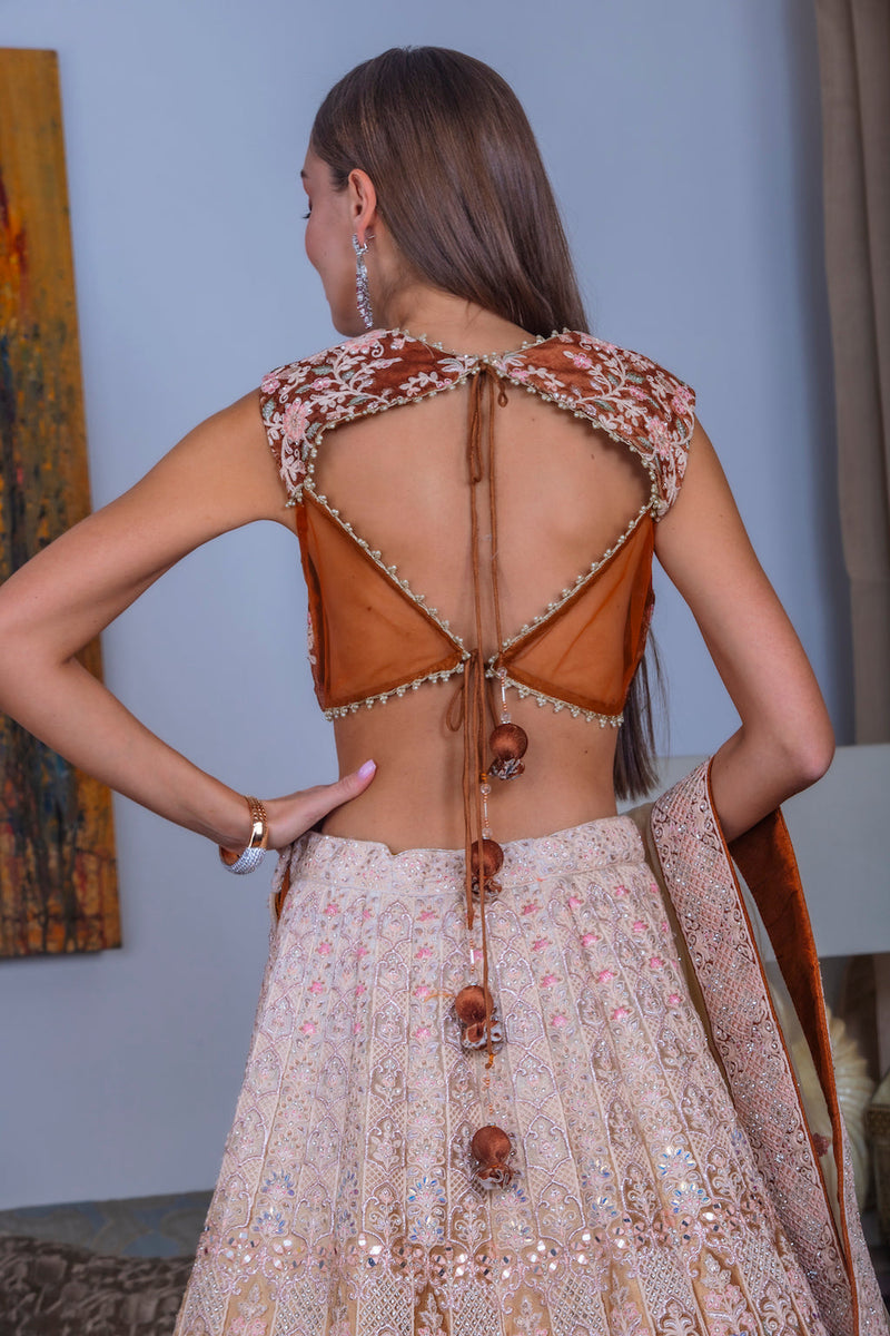 Beige and Brown Ombre Lehenga