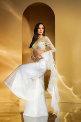 Ivory Palazzo with embroidered top and drape dupatta