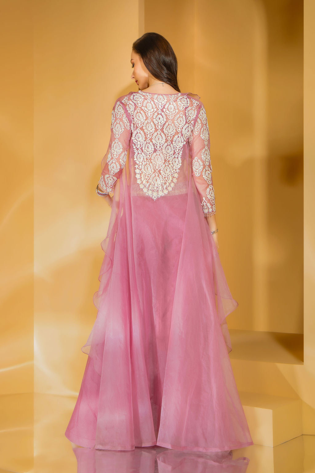 Blush Pink Palazzo with embroidered top with jacket