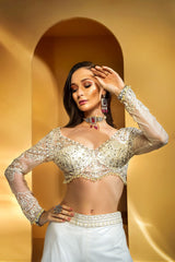 Ivory Palazzo with embroidered top and drape dupatta