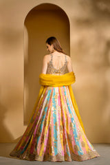 Multicolored Skirt with embroidered top