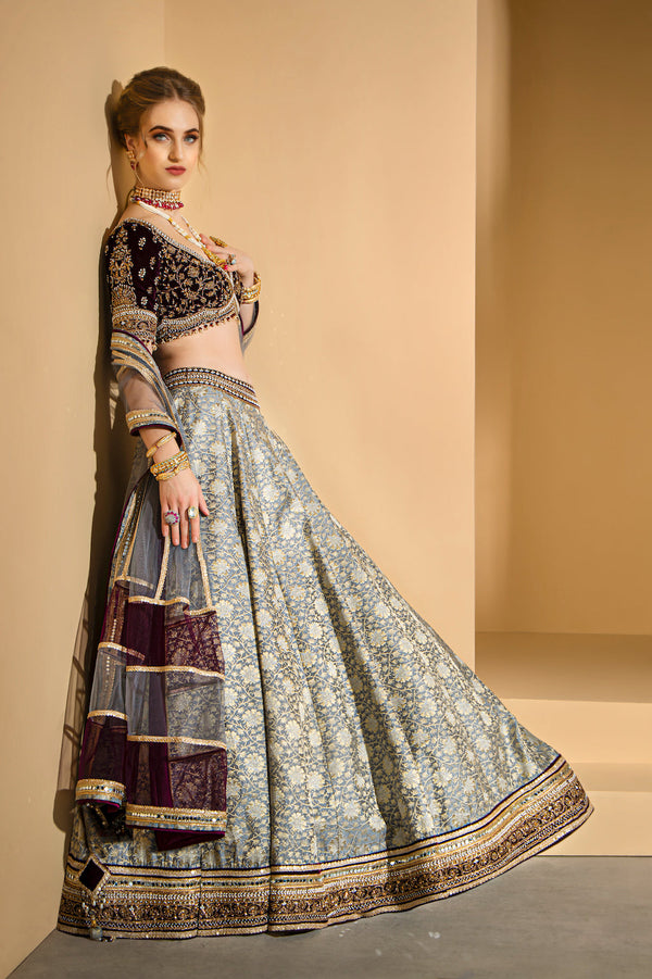 Brocade Skirt with Embroidered Top