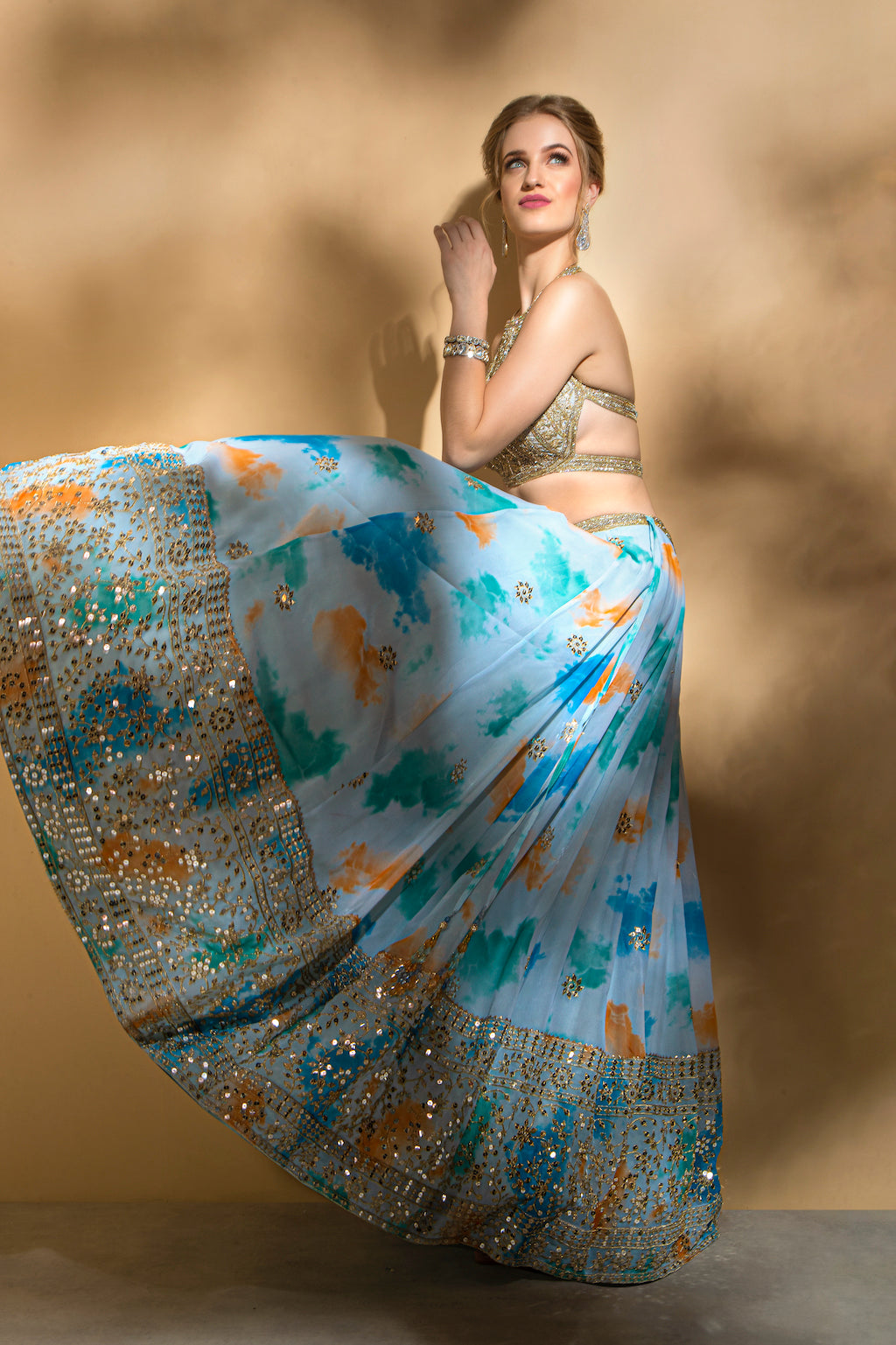 Halter top with printed skirt