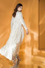 Ivory Dhoti with embroidered top with embroidered jacket