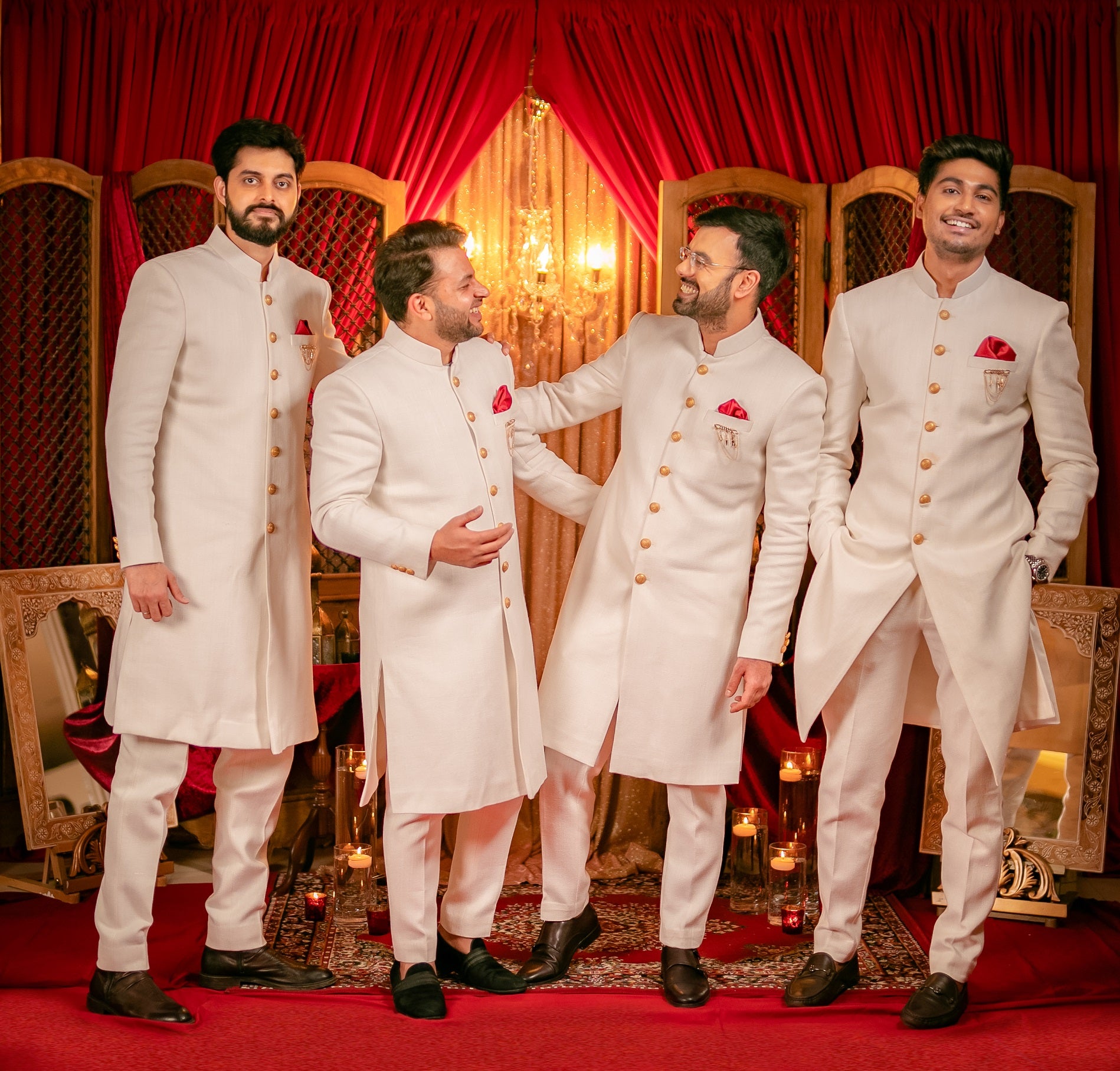 Plain Ivory Sherwani and Chudidar