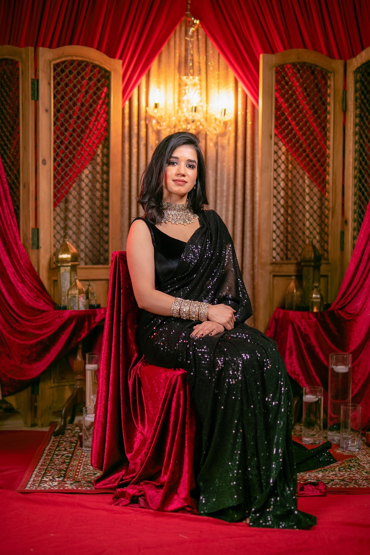 Brilliant Black Shimmer Sequins Saree