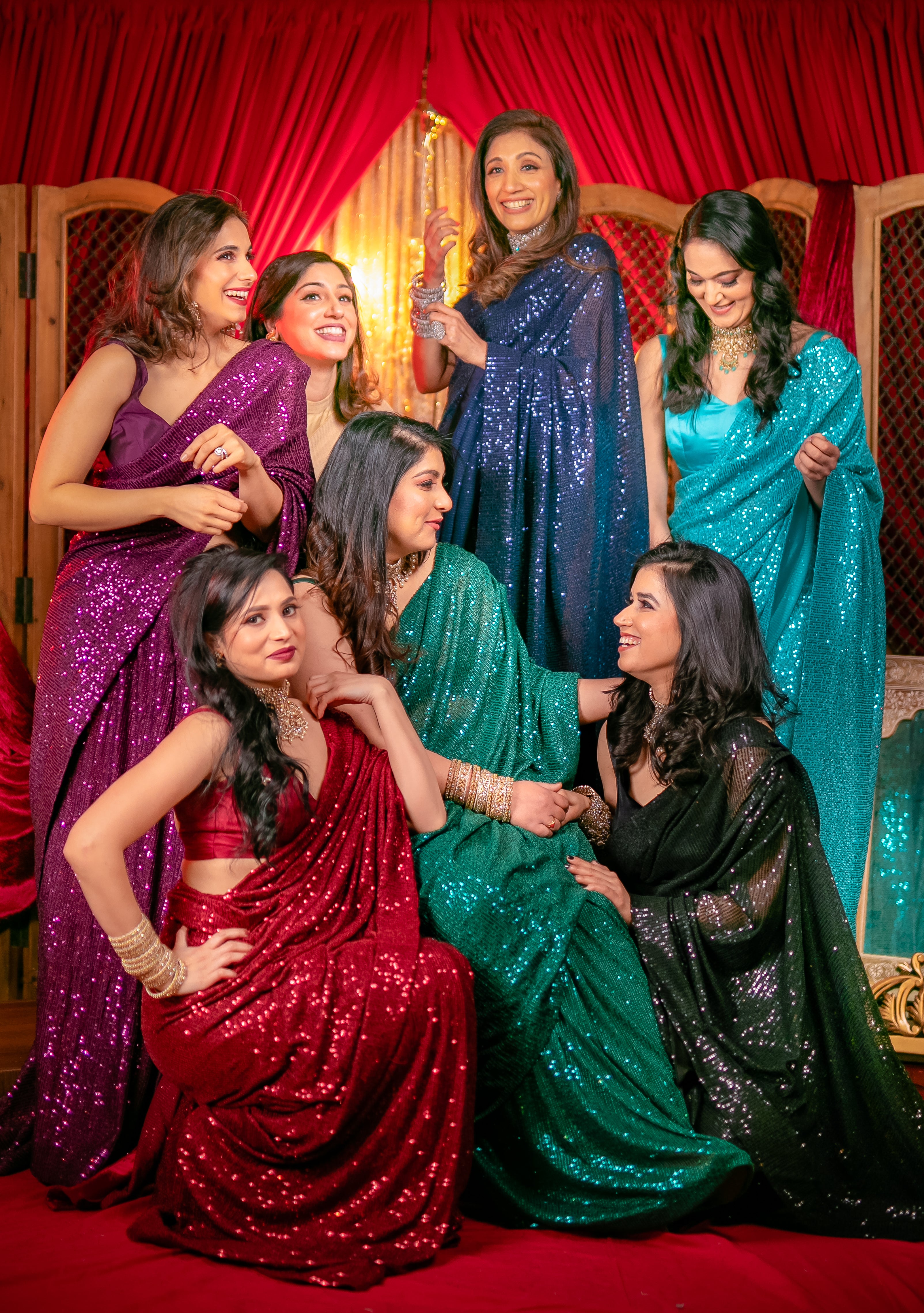 Emerald Green Shimmer Sequins Saree