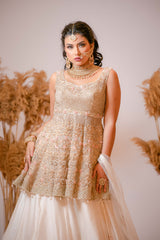 Ivory embroidered Peplum, Skirt and Scarf