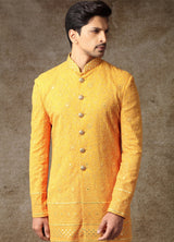 Canary Yellow Lucknowi Fusion Bandhgala