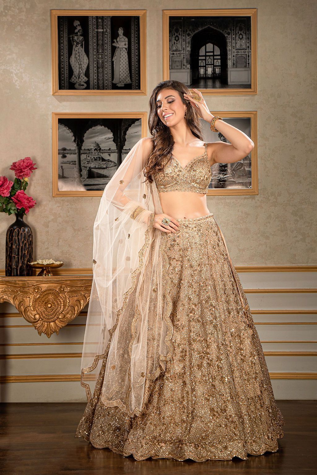 Nude Bridal Embroidered Lehengas