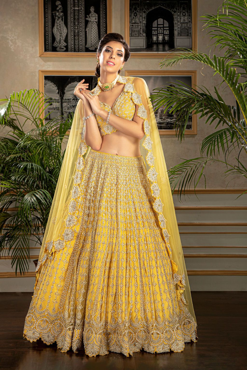 Yellow Embroidered Bridal Lehenga