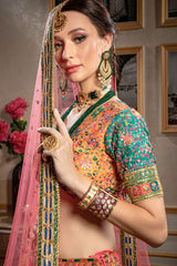 Multi color Lehenga with embroidered Top