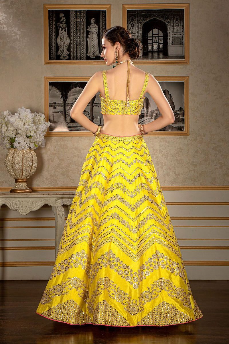 Semi Bridal Gota patti Yellow top and Skirt