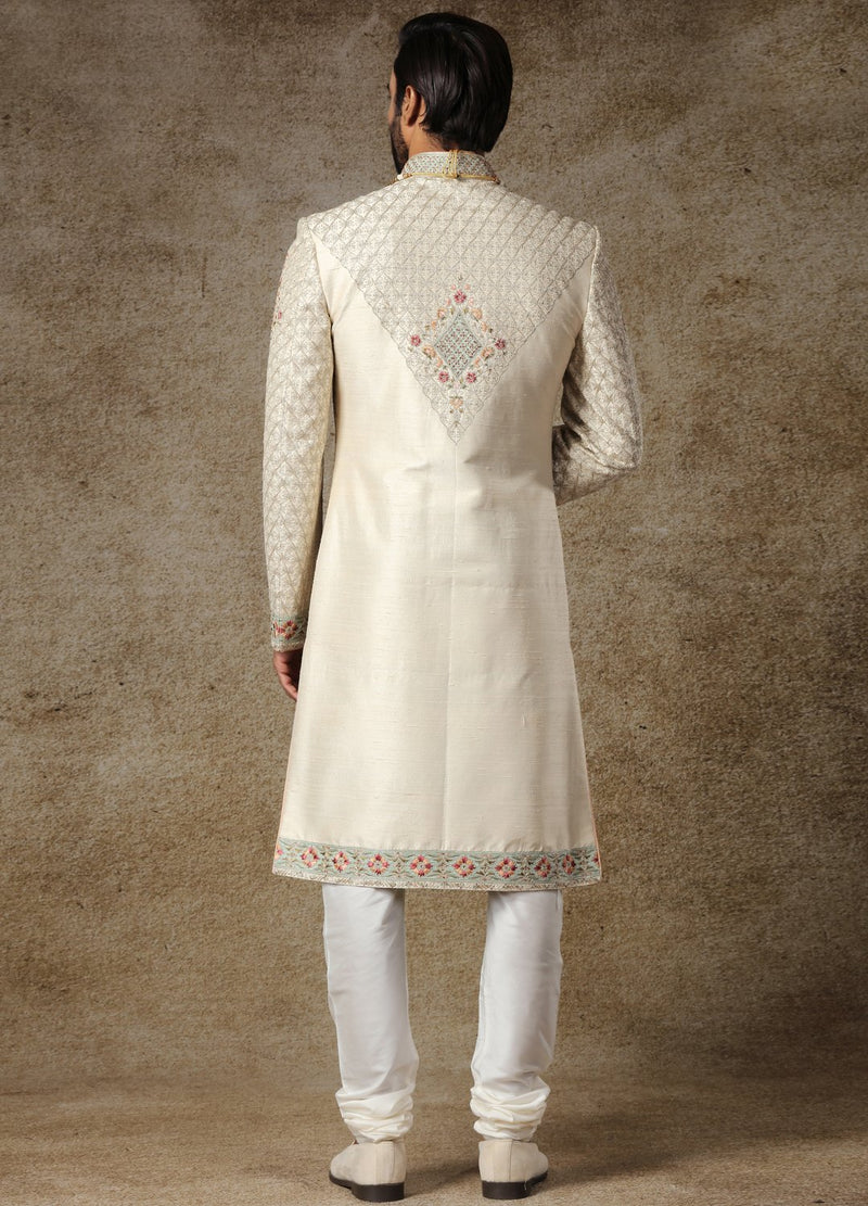 Ivory Embroidered Sherwani 