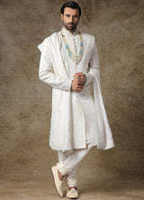 Frost White Embroidered Sherwani 
