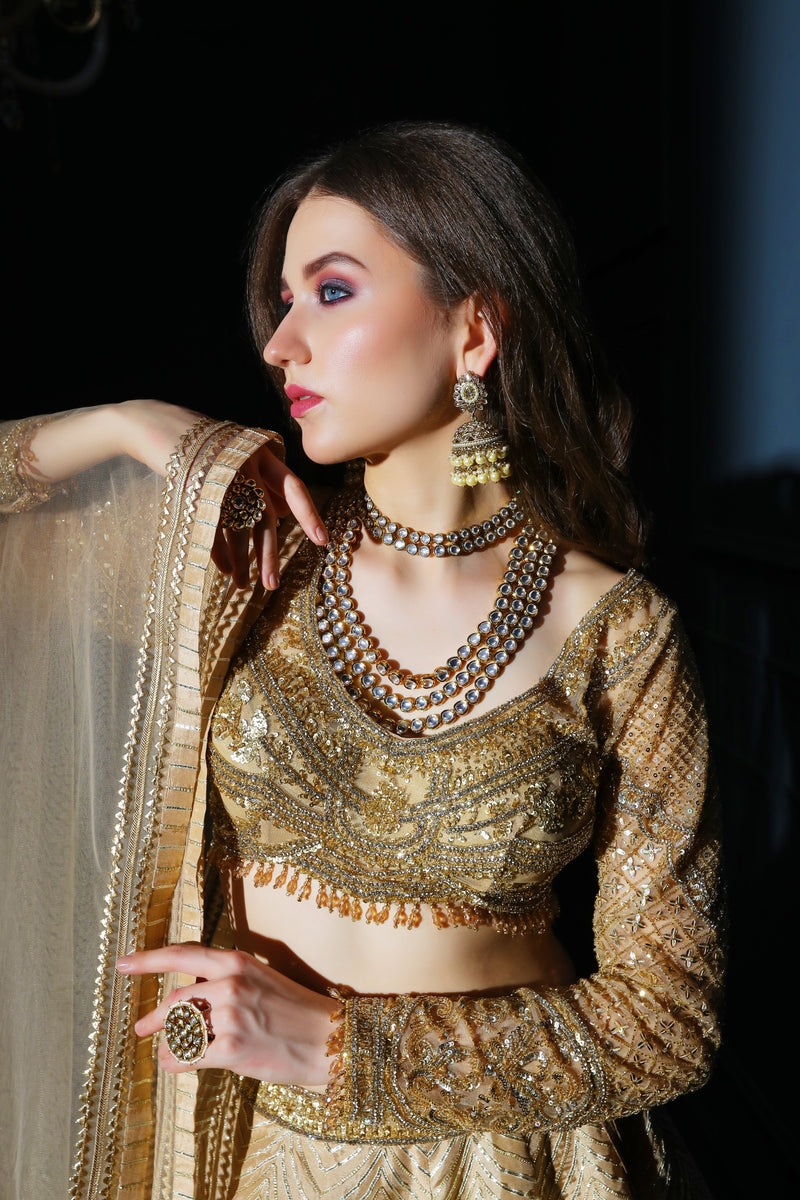 Light Gold Skirt with embroidered top