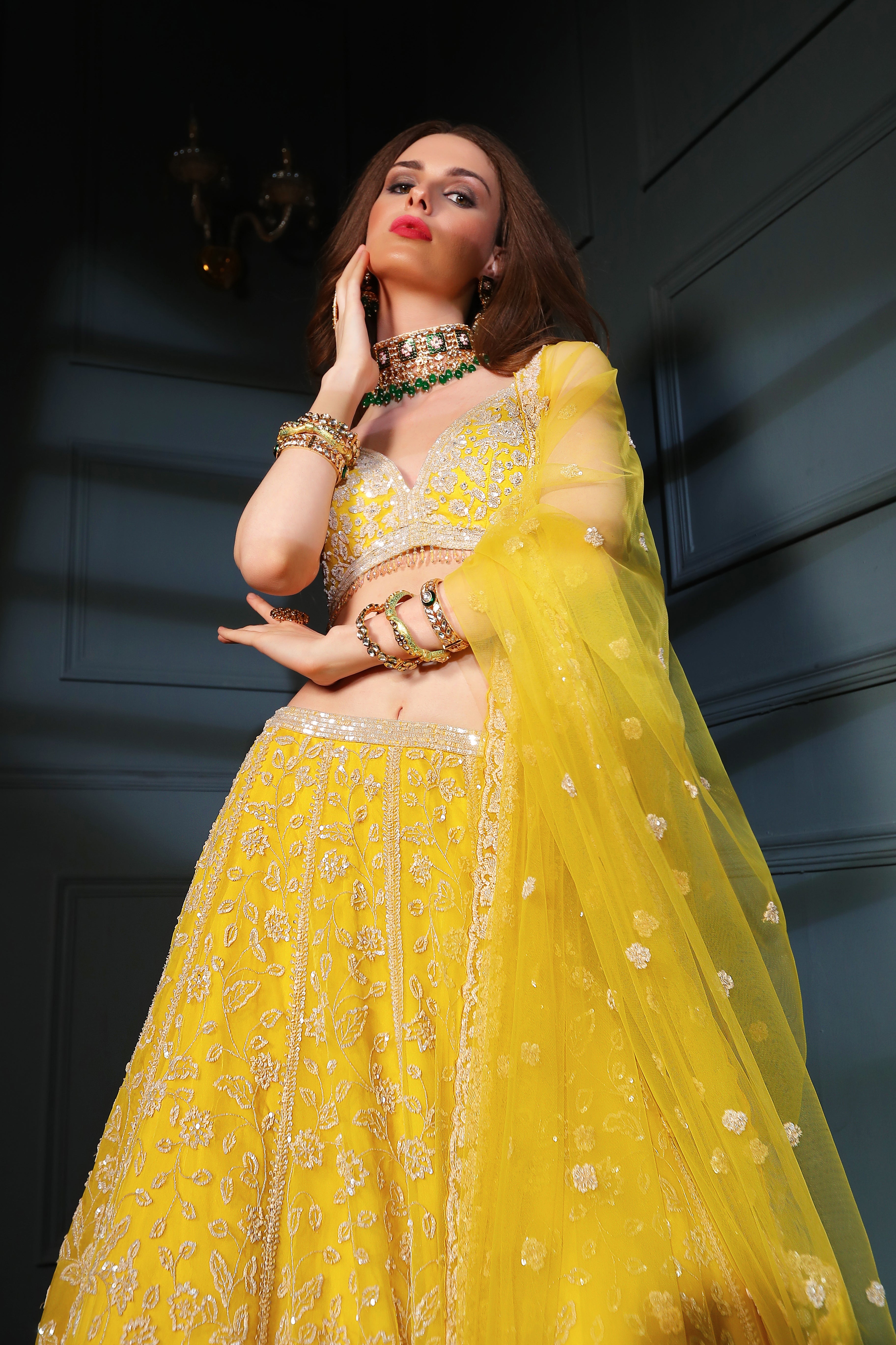 Yellow Skirt and top with Scarf