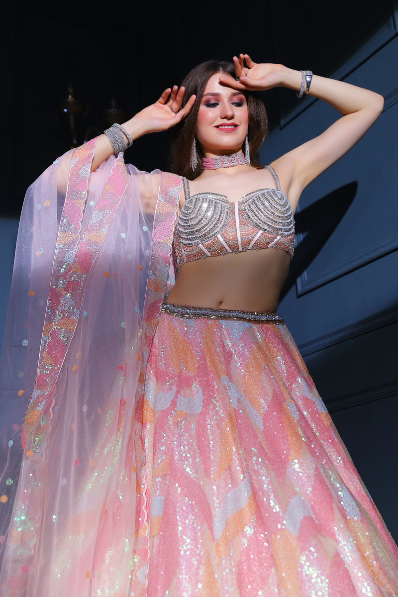 Pink corset Top with Skirt