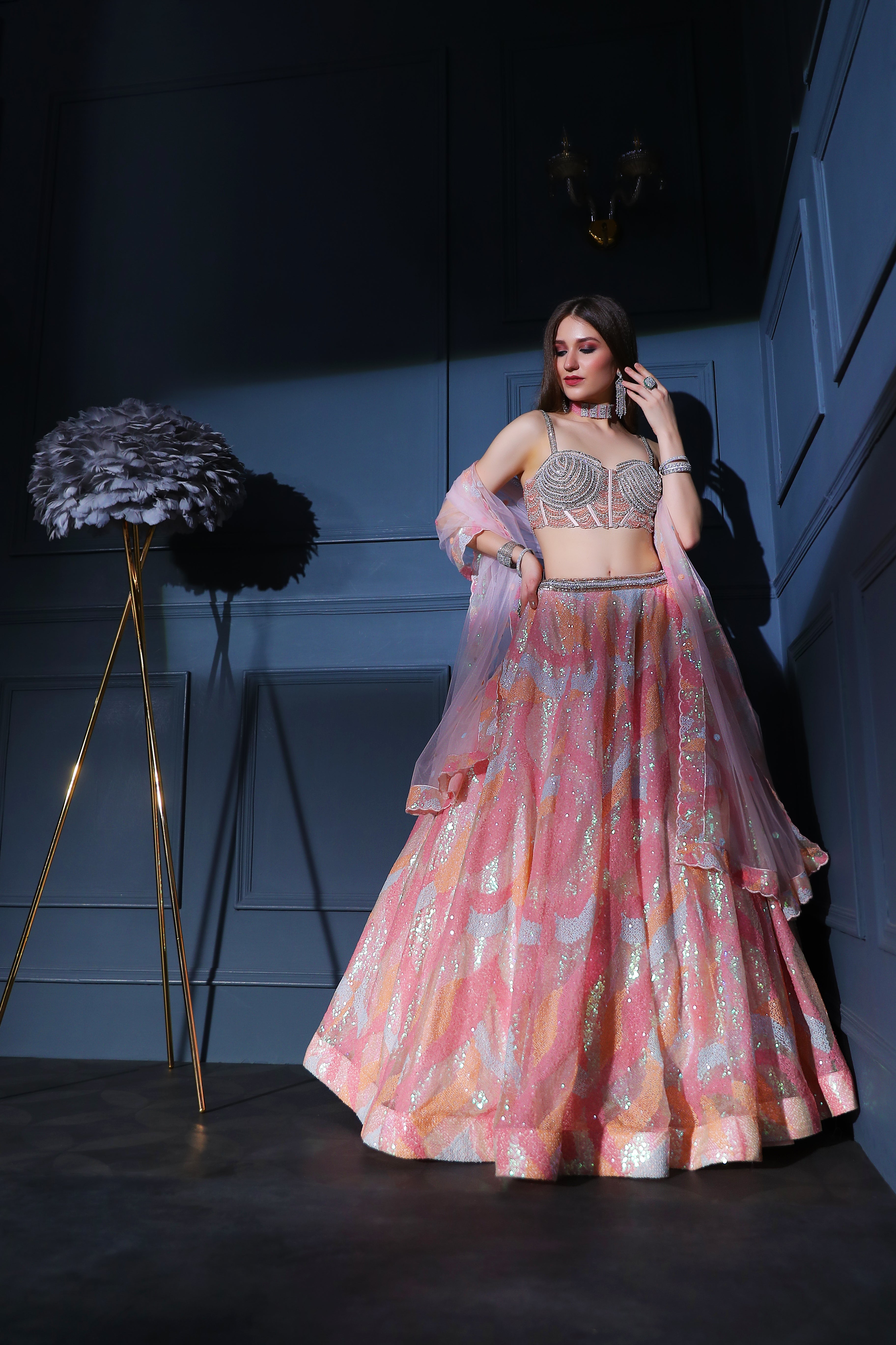 Pink corset Top with Skirt