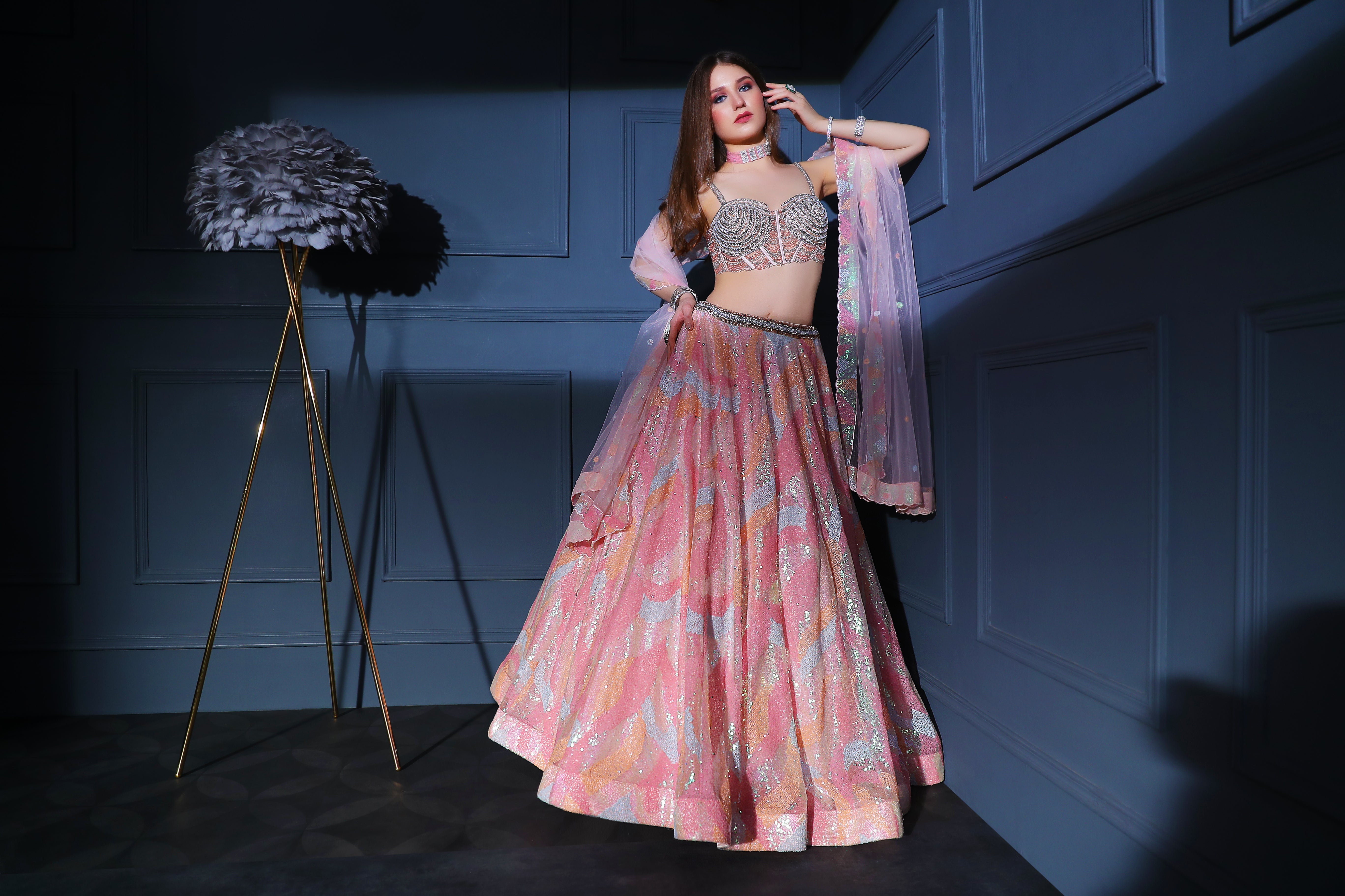 Pink corset Top with Skirt