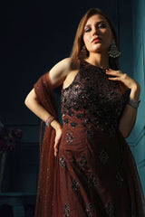 Brown Halter suit with sharara