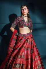 Red Brocade Skirt with embroidered top
