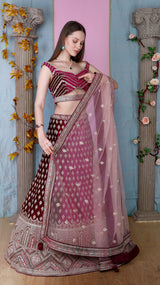 Wine Lehenga