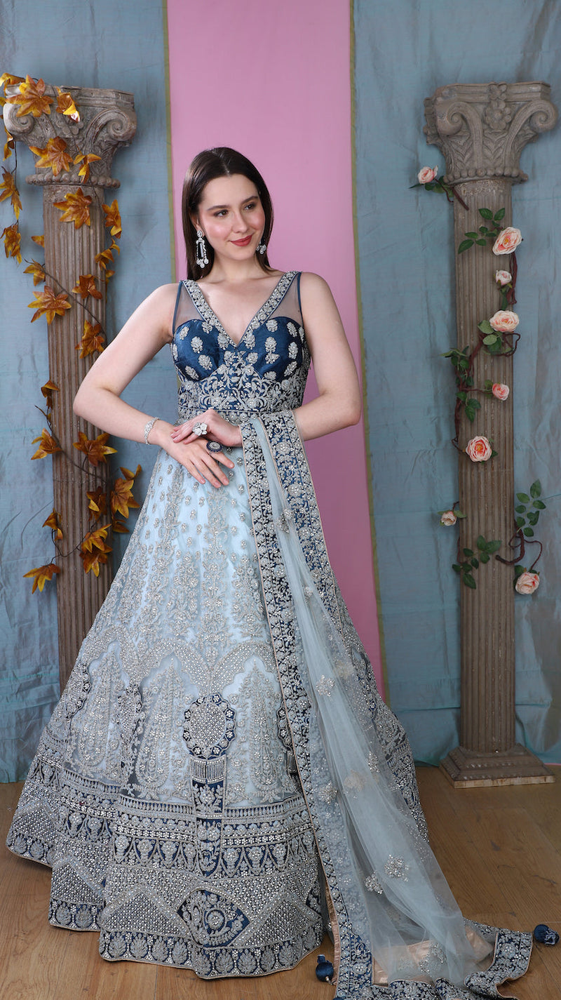 Firozi Gown with turquise upper part