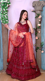 Wine Lehenga