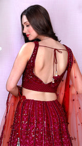 Wine Lehenga