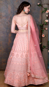 Peach Lehenga with darker peach scarf