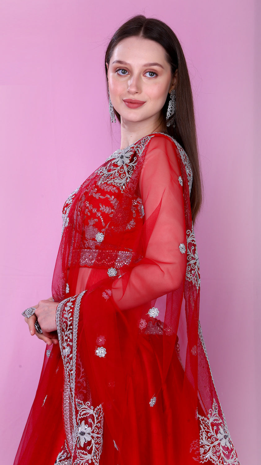 Hotpink Silk Lehenga