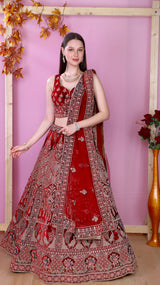 Mahroon Velvet Lehenga