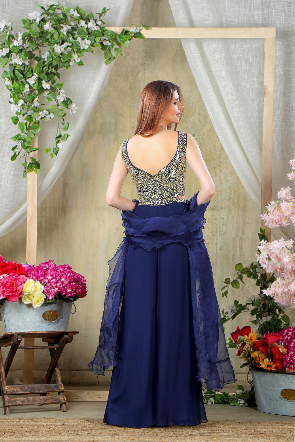 Navy Embroidered with plazo