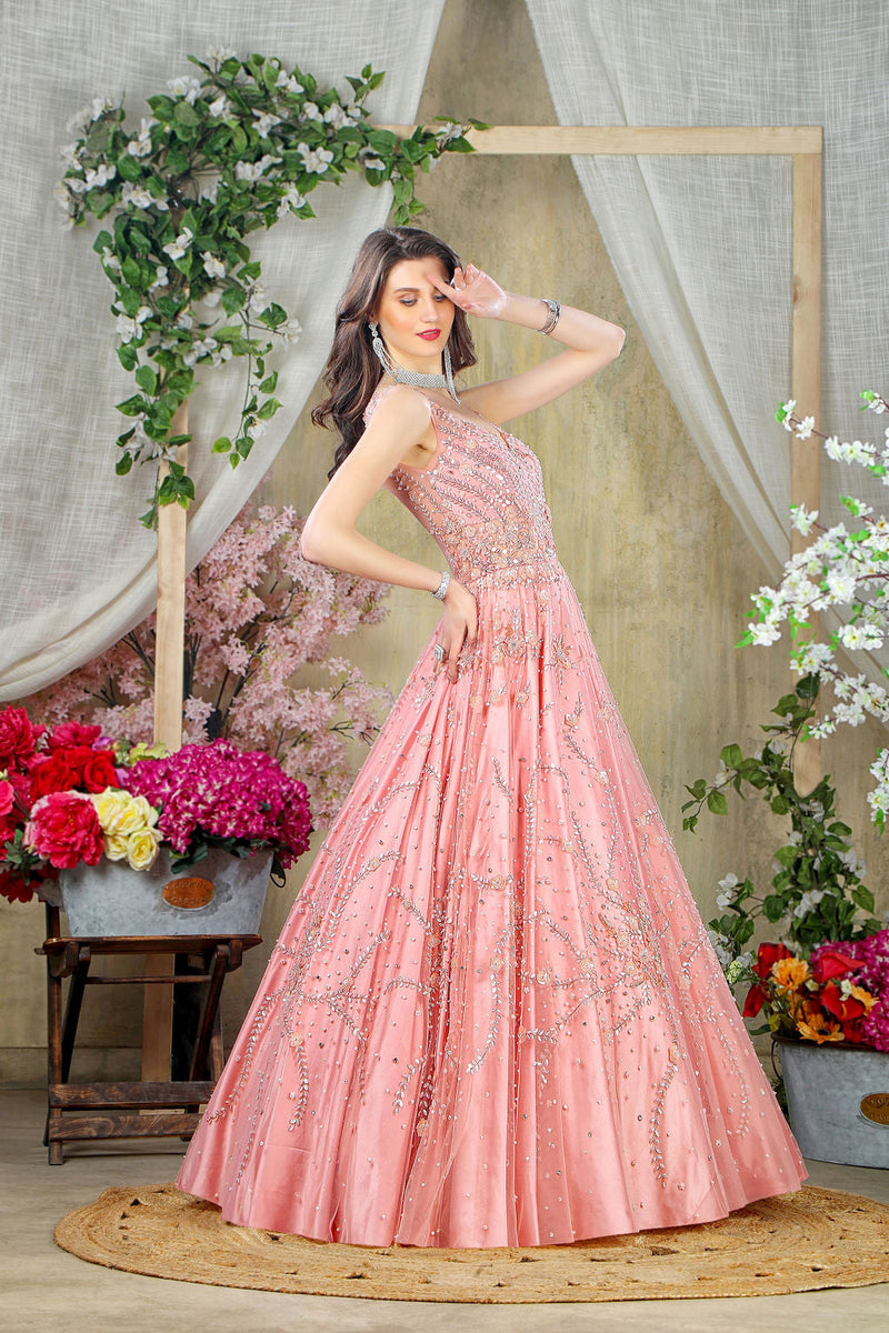 Pink embroidered Gown