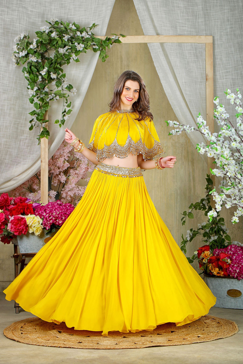 Musturd Yellow Skirt with stylish Cape