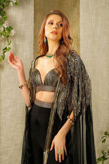 Beautiful Embroidered Top with cape and palazzo
