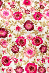 Ivory Silk Anarkali With Pink Resham/Thread Embroidery
