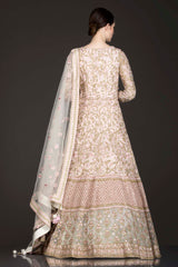 Peach Colour Net Anarkali/Gown With Net Dupatta
