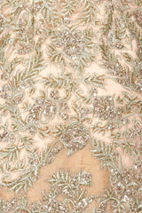Nude Colour Kameez-Sharara With Gold Zari Embroidery