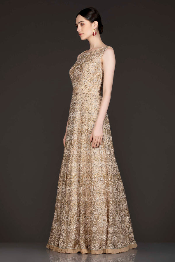 Gold external sequins lace wedding reception prom dress by teemaloguecl -  Afrikrea