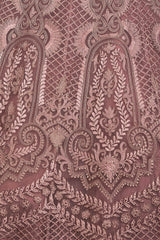 Mauve Colour Jacket Gown With Net Skirt And Net Dupatta