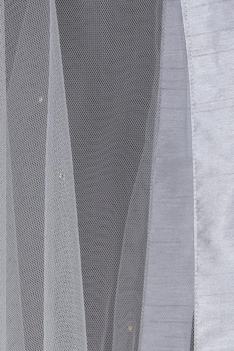 Grey Net Lehenga Skirt Top Dupatta – Mongas