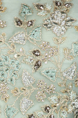 Mint Green Net Lehenga Top Dupatta With Resham Embroidery