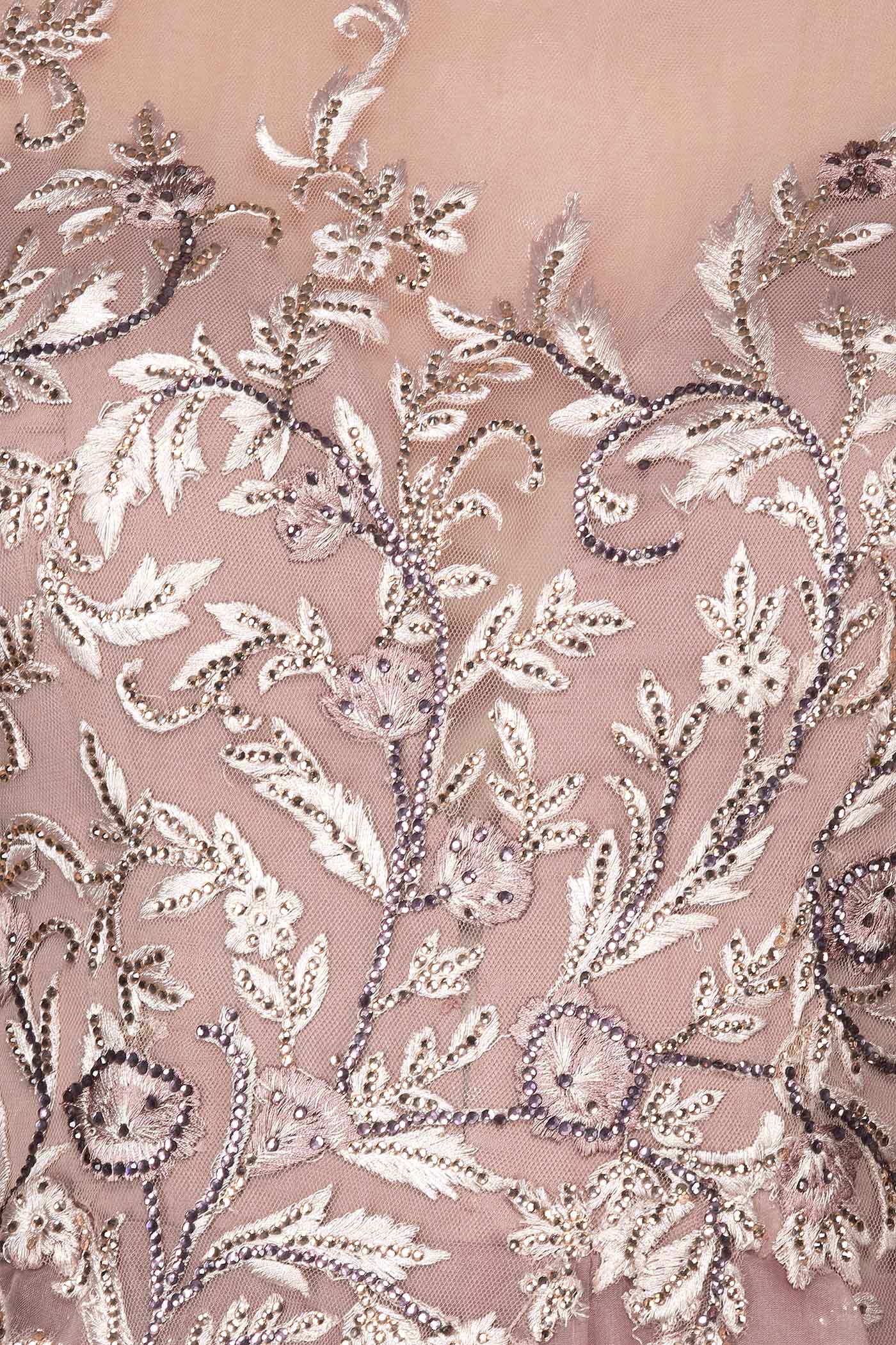 Mauve Colour One Piece Dress With Peplum Pleates On The Top Part Of The Dress